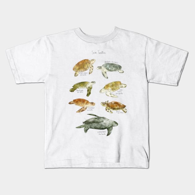 Sea Turtles Kids T-Shirt by Amy Hamilton